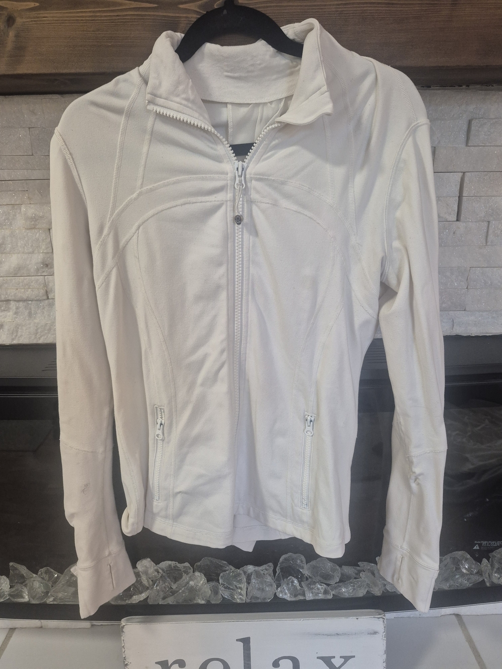 Size 12 Women's White Lululemon Full-Zip Active Jacket